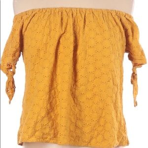 Off the shoulder yellow lace top